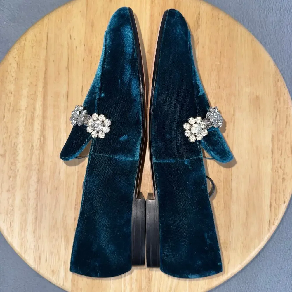 Ivanka Trump Velvet Loafers W/ Rhinestones Slip On Flats Women’s Size 9M US - Picture 5 of 8